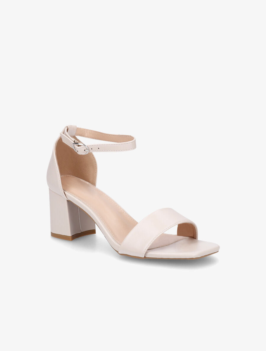Sandales en simili à talon - Beige - 2