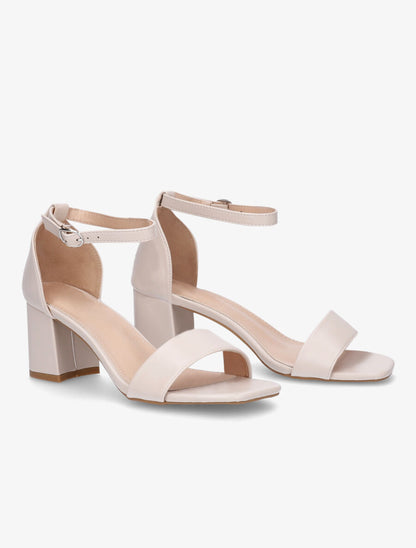Sandales en simili à talon - Beige - 4