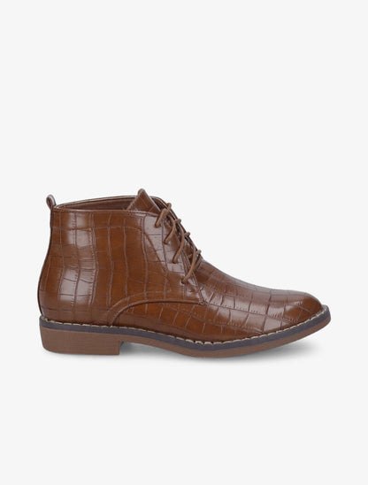 Derbies montantes vernies effet croco - Camel - 1
