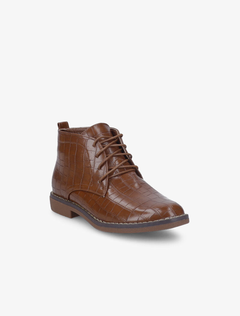 Derbies montantes vernies effet croco - Camel - 2