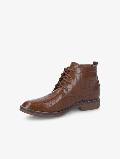 Derbies montantes vernies effet croco - Camel - 3