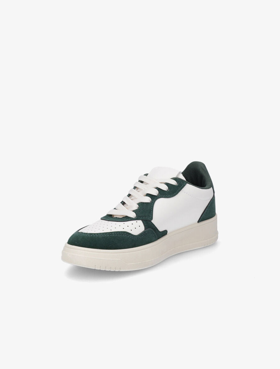 Sneakers en simili à bout rond perforé - Vert - 3