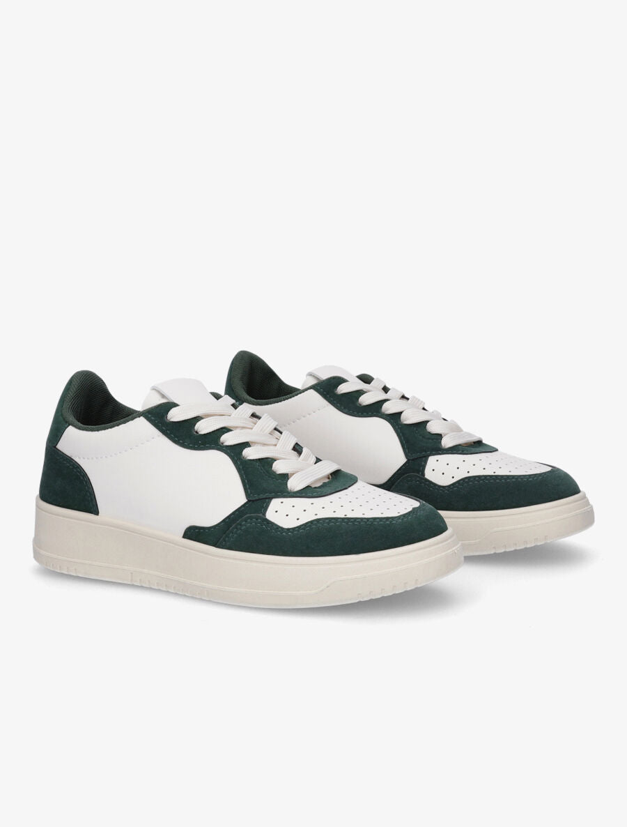 Sneakers en simili à bout rond perforé - Vert - 4