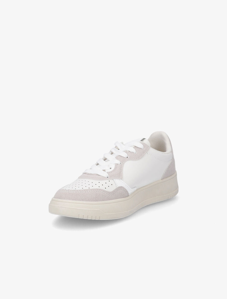 Sneakers bi-matière à bouts rond perforés - Gris - 3