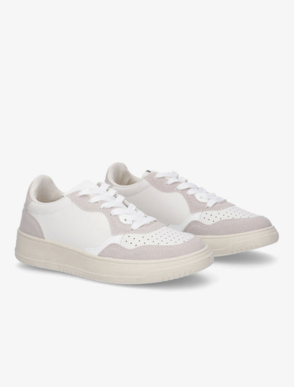 Sneakers bi-matière à bouts rond perforés - Gris - 4
