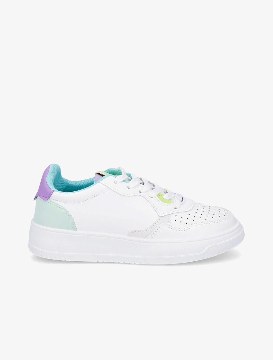 Sneakers en simili à bouts rond perforés - Violet - 1