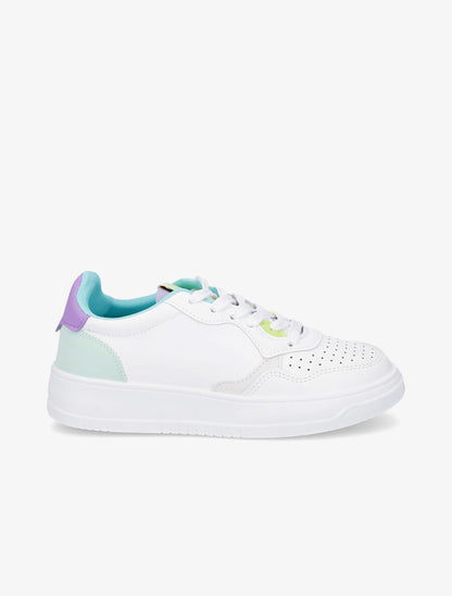 Sneakers en simili à bouts rond perforés - Violet - 1