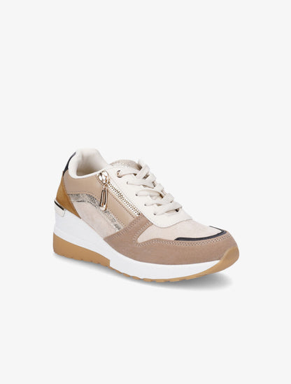 Baskets compensées à zip - Taupe - 2