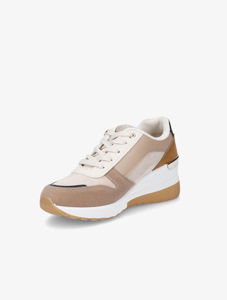 Baskets compensées à zip - Taupe - 3