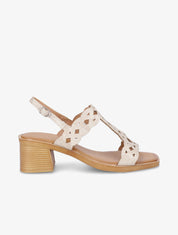 Sandales ajourées à talon - Beige - 1