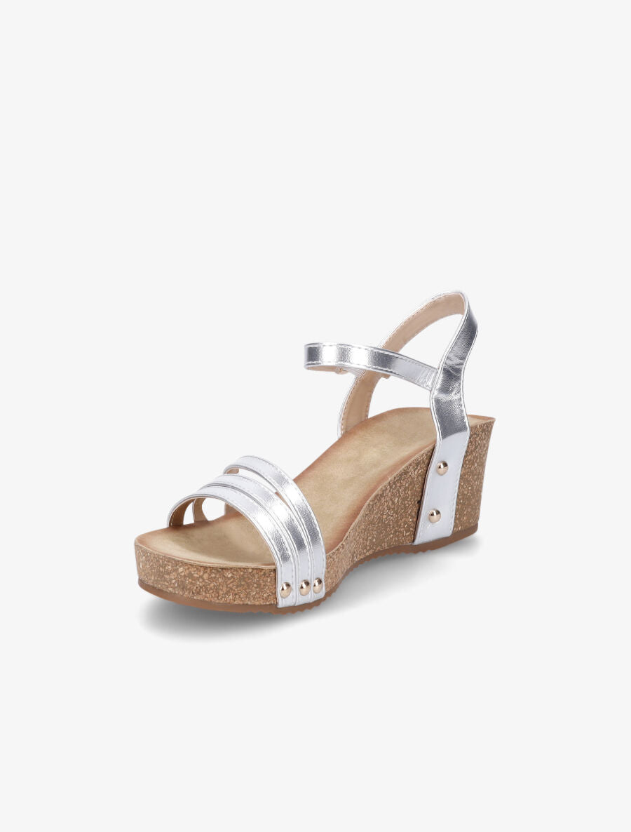 Sandales compensées à triple brides - Argent - 3
