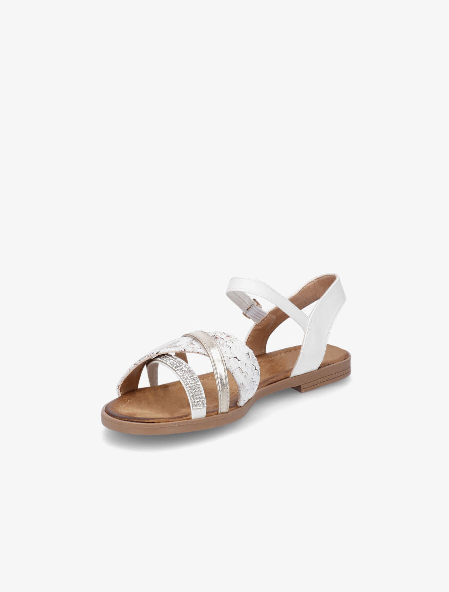 Nu-pieds à strass et bride python - Blanc - 3