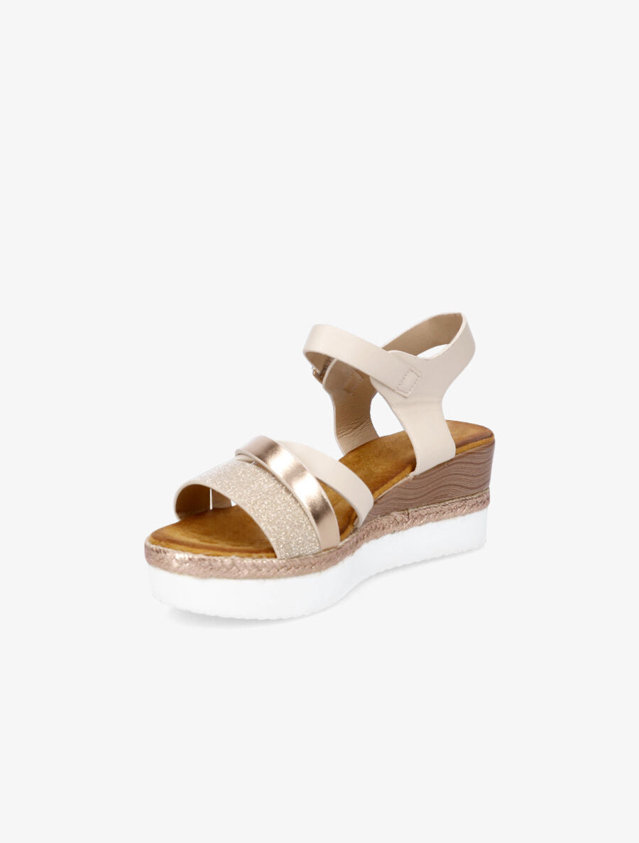Sandales compensées à bride pailletée - Rose gold - 3