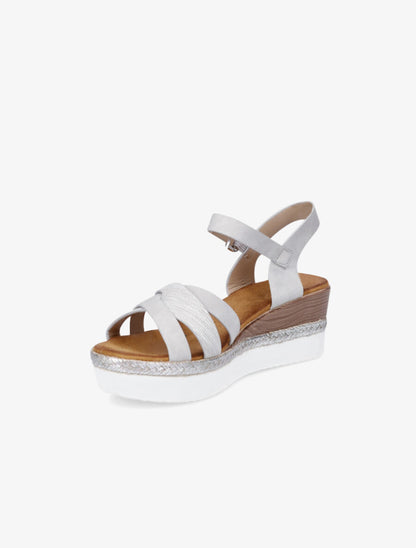 Sandales compensées irisées et croisées - Gris clair - 3