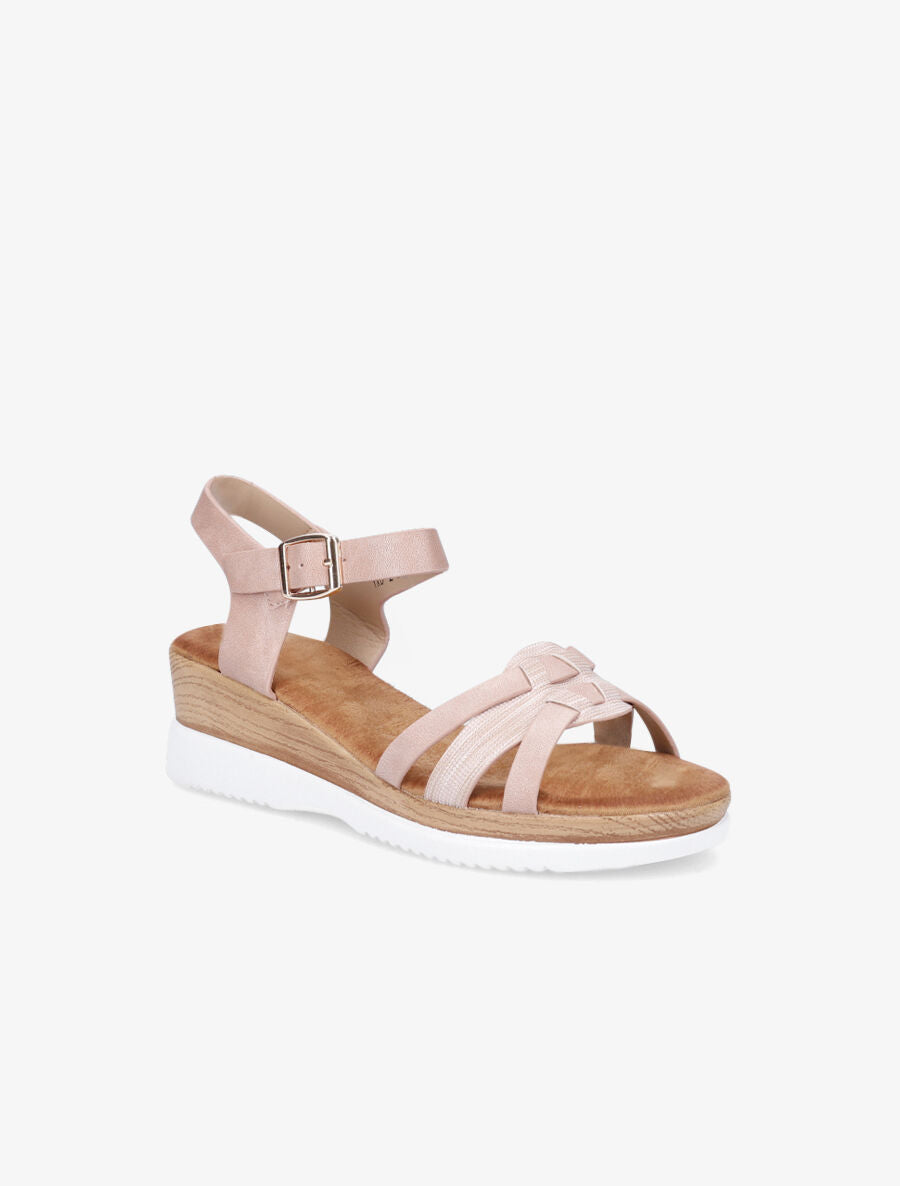 Sandales compensées bride fantaisie irisée - Rose - 2