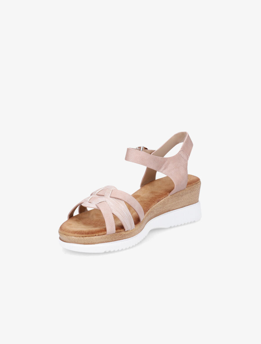 Sandales compensées bride fantaisie irisée - Rose - 3