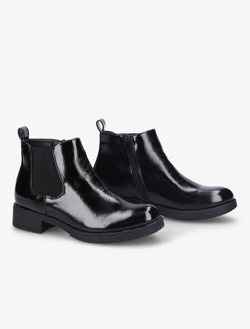 Bottines style chelsea vernies - Noir - 1