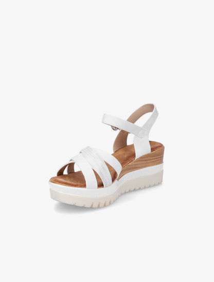 Sandales compensées pailletées et croisées - Blanc - 3