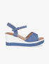 Sandales compensées en suédine - Bleu - 1