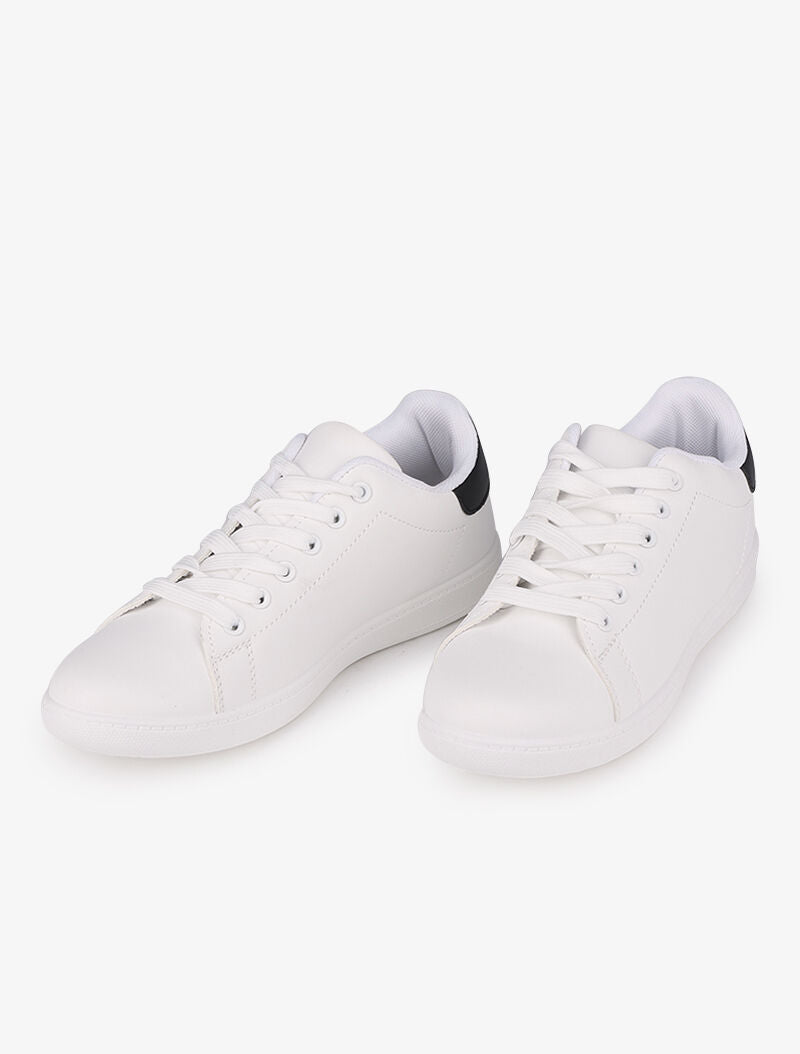 Sneakers à contrefort contrastant - Blanc/noir - 4