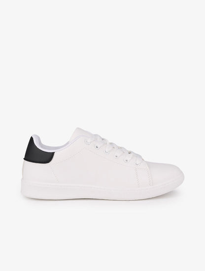 Sneakers à contrefort contrastant - Blanc/noir - 1