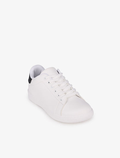Sneakers à contrefort contrastant - Blanc/noir - 2