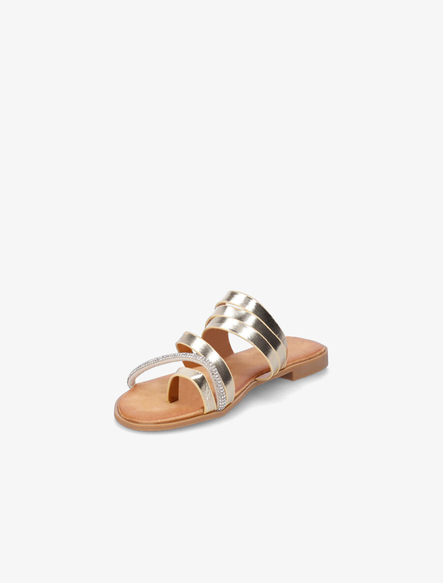 Nu-pieds multi-brides et strass - Or - 3
