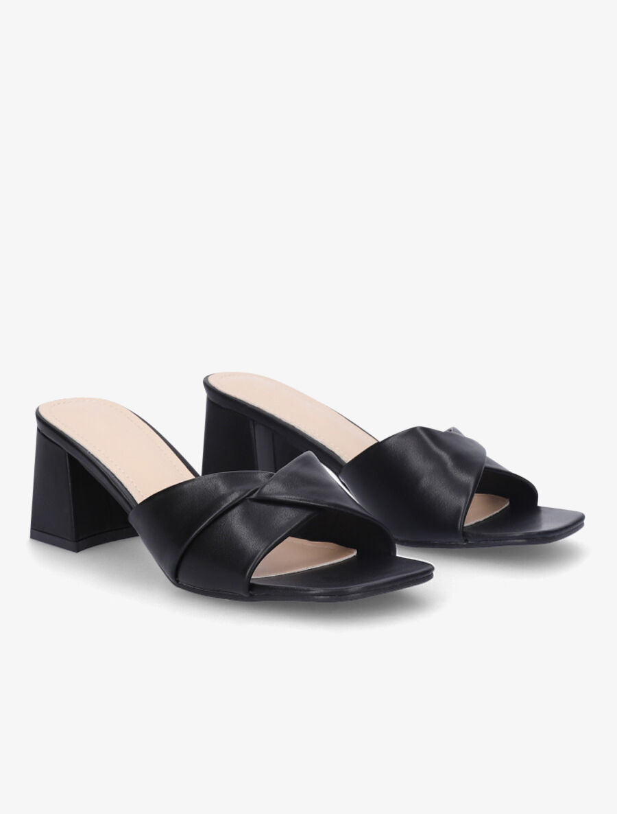 Mules croisées en simili - Noir - 4