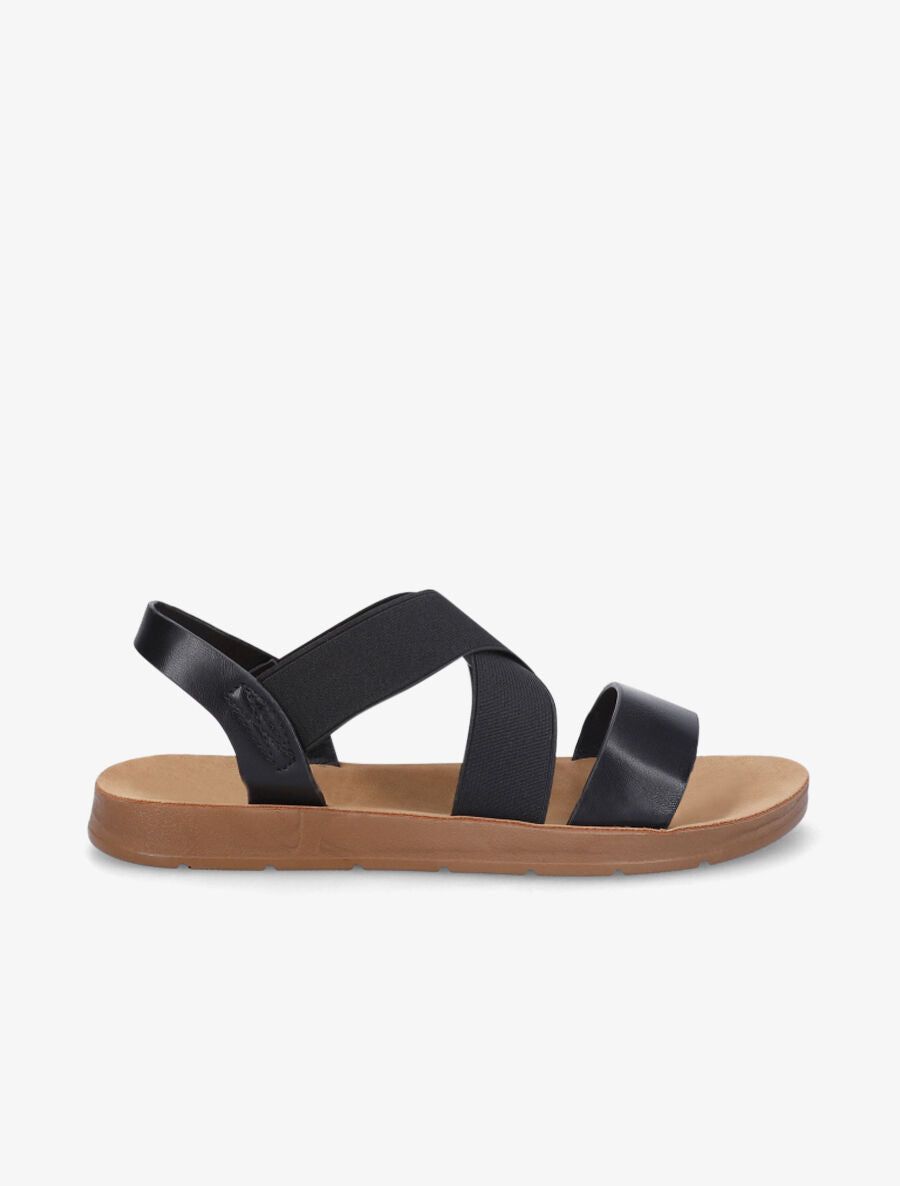 Nu-pieds à brides croisées élastiquées - Noir - 1