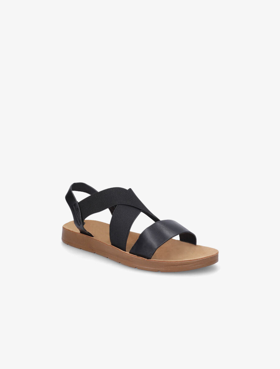 Nu-pieds à brides croisées élastiquées - Noir - 2