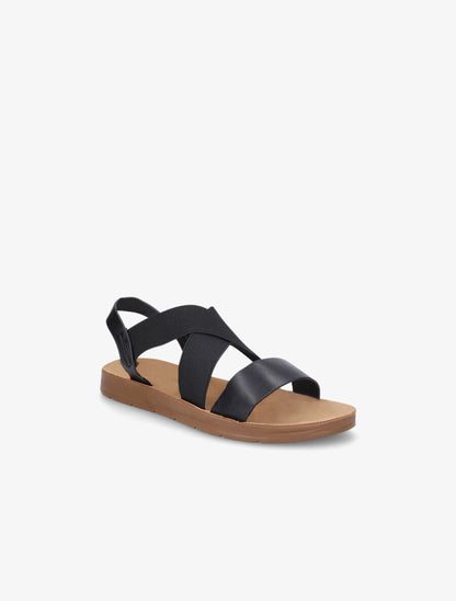 Nu-pieds à brides croisées élastiquées - Noir - 2