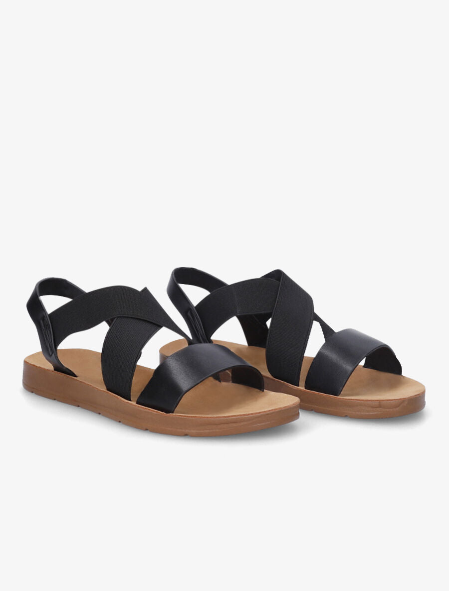Nu-pieds à brides croisées élastiquées - Noir - 4