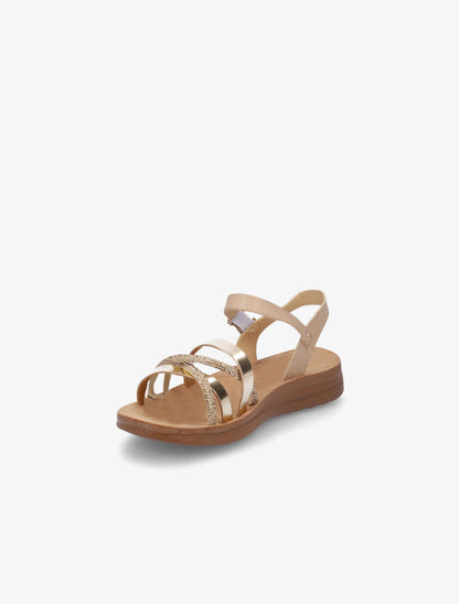 Nu-pieds à brides irisées et strass - Beige - 3