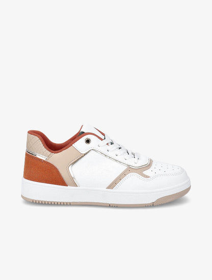 Sneakers à détails dorés - Blanc/orange - 2