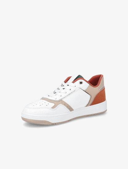 Sneakers à détails dorés - Blanc/orange - 4