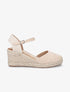 Sandales compensées style espadrilles bi-matière - Beige - 1