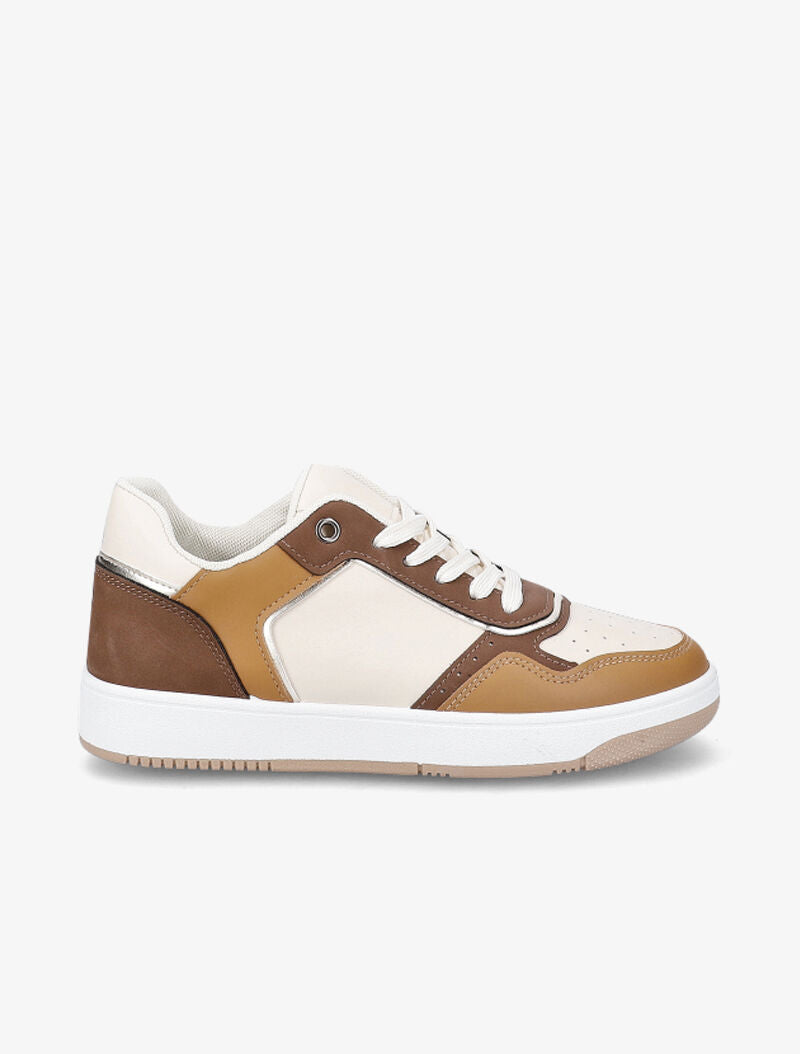 Sneakers à détails dorés - Camel - 2