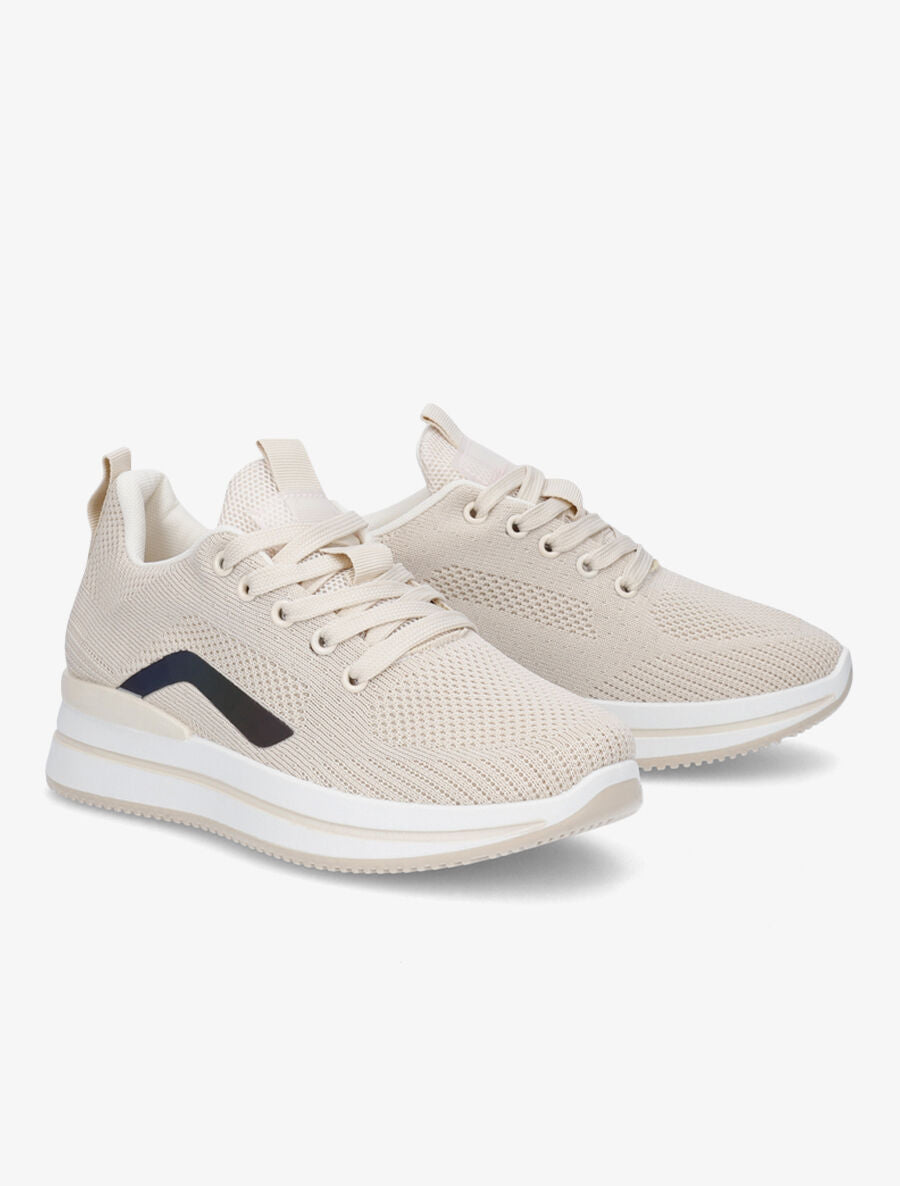 Running en toile bande holographique - Beige - 4