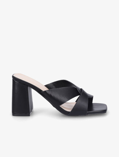 Mules en simili à ganses entelacées - Noir - 1