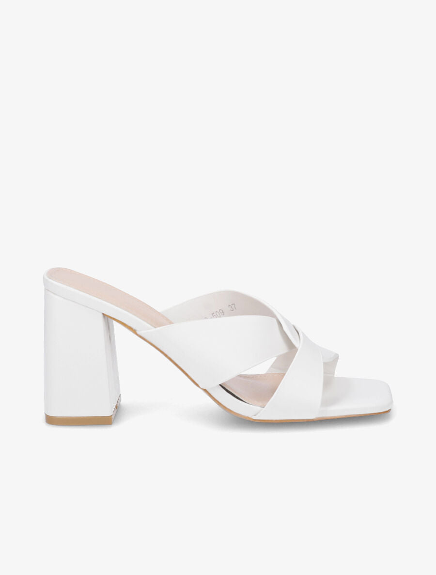 Mules en simili à ganses entelacées - Blanc - 1
