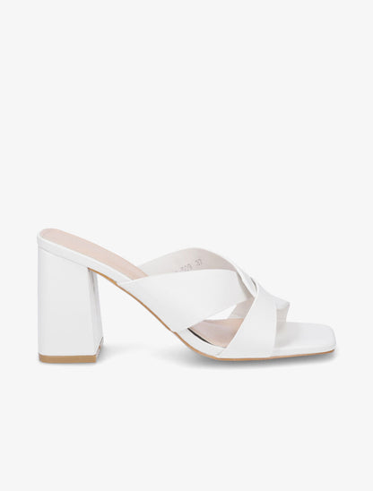 Mules en simili à ganses entelacées - Blanc - 1