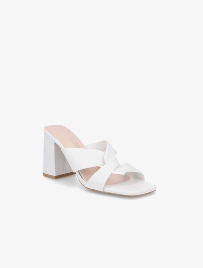 Mules en simili à ganses entelacées - Blanc - 2