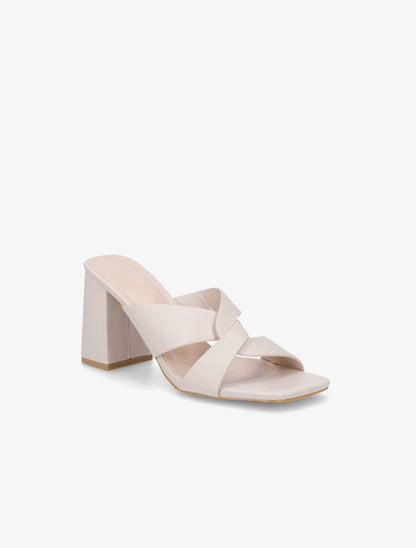 Mules en simili à ganses entelacées - Beige - 2
