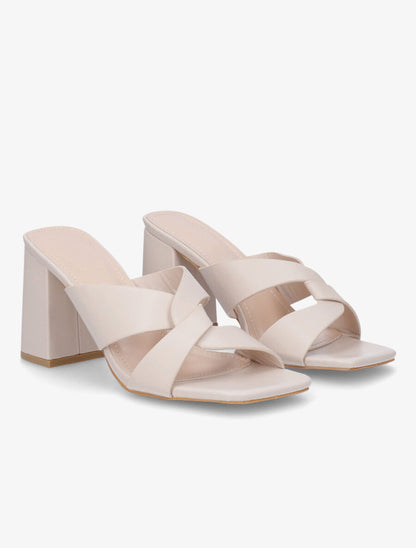 Mules en simili à ganses entelacées - Beige - 4