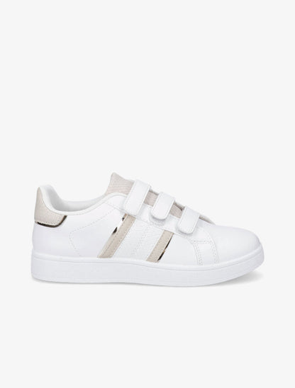 Baskets à scratch et bandes python - Blanc/beige - 1