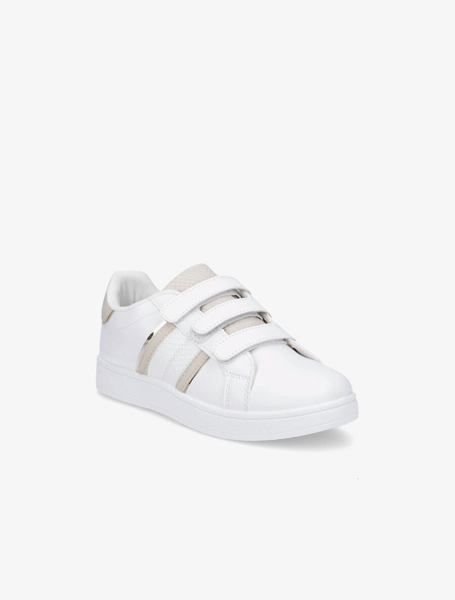 Baskets à scratch et bandes python - Blanc/beige - 2