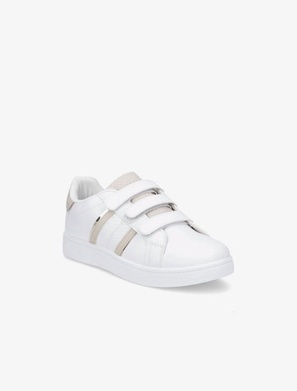 Baskets à scratch et bandes python - Blanc/beige - 2
