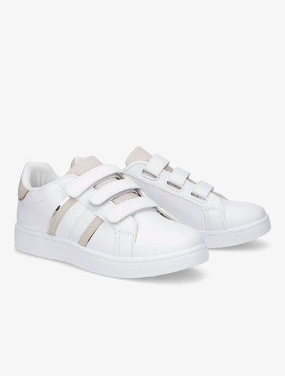 Baskets à scratch et bandes python - Blanc/beige - 4