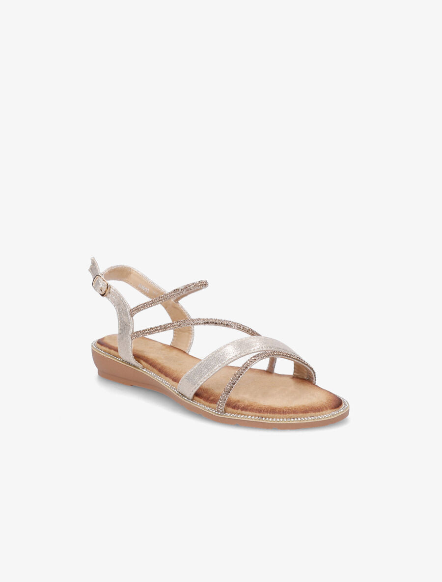 Nu-pieds en simili à strass - Or - 2