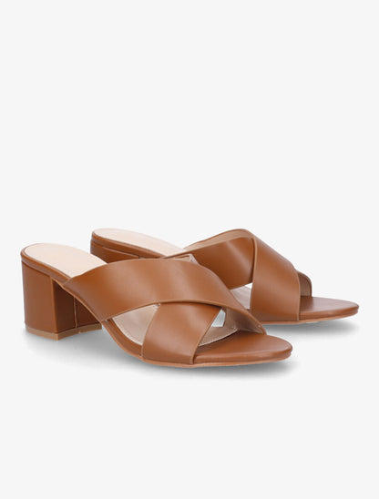 Mules à brides croisées - Camel - 4